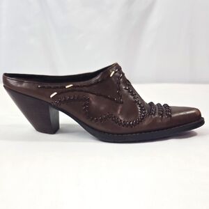 White Mt Women's Heeled Brown Leather Mules Size 8